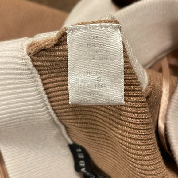 JLUXLABEL Tan White Ribbed Knit Fall Midi Skirt Split Back S - Picture 10 of 10